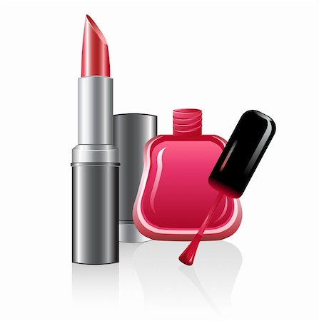 simsearch:400-05708035,k - illustration of nail polish and lipstick on white background Stock Photo - Budget Royalty-Free & Subscription, Code: 400-04781513