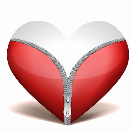 illustration of unzipped heart on white background Foto de stock - Super Valor sin royalties y Suscripción, Código: 400-04781531