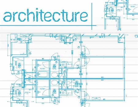 preliminary - Illustration of architecture Blueprints over notepaper. Stock Photo - Budget Royalty-Free & Subscription, Code: 400-04781862
