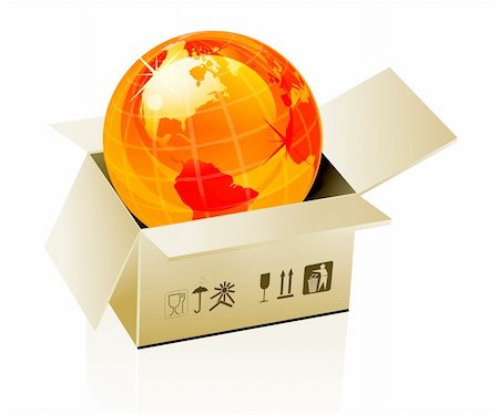 simsearch:400-06737278,k - Earth globe in cardboard box on white background Stock Photo - Budget Royalty-Free & Subscription, Code: 400-04782090