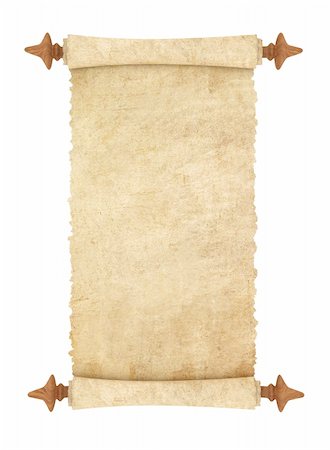 Scroll of old parchment. Object over white Stock Photo - Budget Royalty-Free & Subscription, Code: 400-04782588