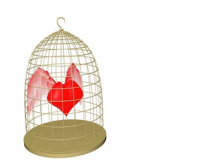 simsearch:400-06207242,k - Heart in cage red wings Stock Photo - Budget Royalty-Free & Subscription, Code: 400-04783266