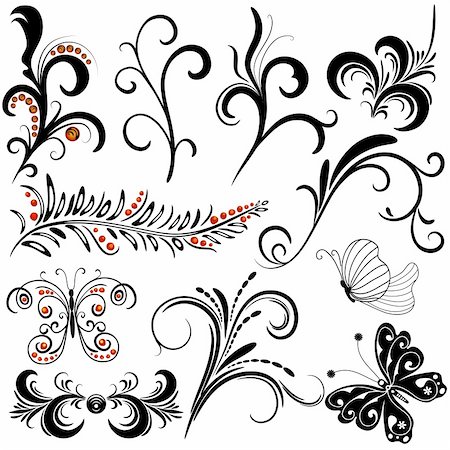 simsearch:400-04411448,k - Set decorative design isolated elements on white (vector) Stock Photo - Budget Royalty-Free & Subscription, Code: 400-04783298