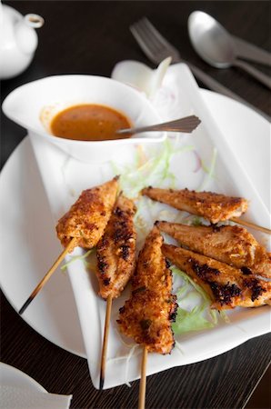 simsearch:400-07418409,k - Delicious chicken satay on skewers Stock Photo - Budget Royalty-Free & Subscription, Code: 400-04783429