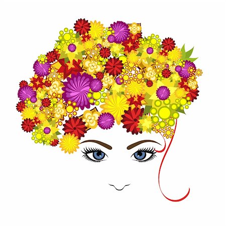 illustration of lady with flowers on white background Stock Photo - Budget Royalty-Free & Subscription, Code: 400-04783542