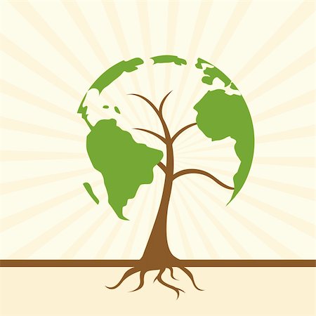 pollution illustration - illustration of global tree on white background Stock Photo - Budget Royalty-Free & Subscription, Code: 400-04794586