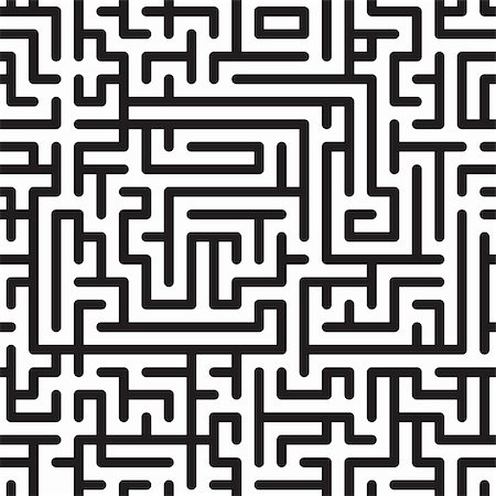 Black-and-white abstract background with complex maze. Seamless pattern. Vector illustration. Stock Photo - Budget Royalty-Free & Subscription, Code: 400-04794823