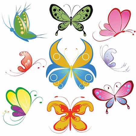 simsearch:400-05706564,k - Collection of multicolored butterfly. Element for design. Vector illustration Stock Photo - Budget Royalty-Free & Subscription, Code: 400-04794835