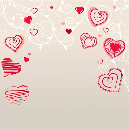 simsearch:400-04798374,k - Valentine greeting card with different red hearts Stock Photo - Budget Royalty-Free & Subscription, Code: 400-04795146