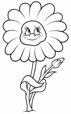 simsearch:400-04804131,k - Daisy Flower - Black and White Cartoon illustration, Vector Photographie de stock - Aubaine LD & Abonnement, Code: 400-04795186
