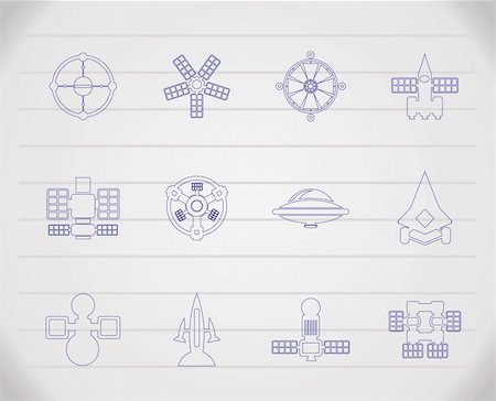 simsearch:400-04378006,k - different kinds of future spacecraft icons - vector icon set Stock Photo - Budget Royalty-Free & Subscription, Code: 400-04795204