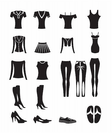 woman and female clothes icons - vector icon set Stock Photo - Budget Royalty-Free & Subscription, Code: 400-04795872