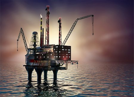 simsearch:400-04317986,k - Drilling offshore Platform in night sea. 3D image. Stock Photo - Budget Royalty-Free & Subscription, Code: 400-04796619