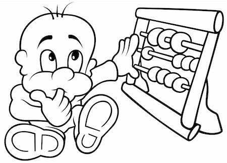 simsearch:400-04804131,k - Baby and Abacus - Black and White Cartoon illustration, Vector Photographie de stock - Aubaine LD & Abonnement, Code: 400-04797341