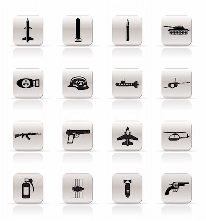 Simple weapon, arms and war icons - Vector icon set Stock Photo - Budget Royalty-Free & Subscription, Code: 400-04797484