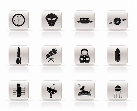 simsearch:400-04378006,k - Simple Astronautics and Space Icons - Vector Icon Set 2 Stock Photo - Budget Royalty-Free & Subscription, Code: 400-04797485