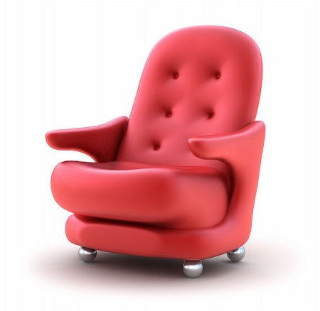 simsearch:400-06091866,k - Red Easy chair, isolated on white 3D image Stock Photo - Budget Royalty-Free & Subscription, Code: 400-04797799