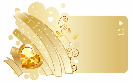 simsearch:400-04798374,k - Valentine greeting card with gold ribbon and jewel Stock Photo - Budget Royalty-Free & Subscription, Code: 400-04798745
