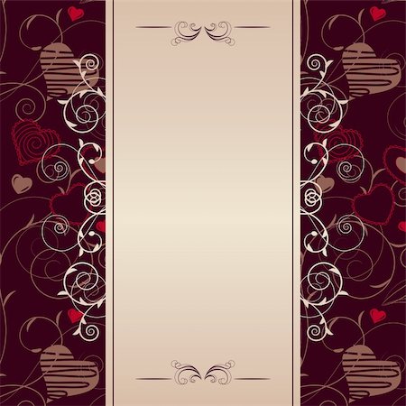 simsearch:400-04798374,k - Stylized hearts on romantic dark ornate frame Stock Photo - Budget Royalty-Free & Subscription, Code: 400-04798843
