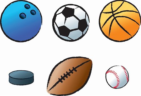 pigskin - Various sports balls and a hockey puck representing some of the worlds most popular sports. Stock Photo - Budget Royalty-Free & Subscription, Code: 400-04798971