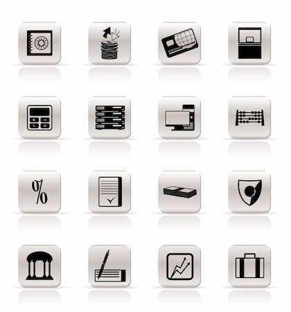 Simple bank, business, finance and office icons vector icon set Stock Photo - Budget Royalty-Free & Subscription, Code: 400-04799451