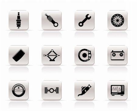 spare parts - Realistic Car Parts and Services icons - Vector Icon Set 1 Stock Photo - Budget Royalty-Free & Subscription, Code: 400-04799478