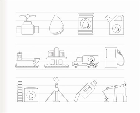 oil and petrol industry objects icons - vector icon set Stock Photo - Budget Royalty-Free & Subscription, Code: 400-04790346