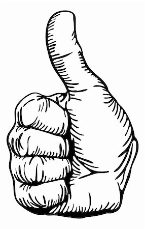 simsearch:400-04790442,k - a black and white illustration of a human hand giving the thumbs-up Stock Photo - Budget Royalty-Free & Subscription, Code: 400-04790442