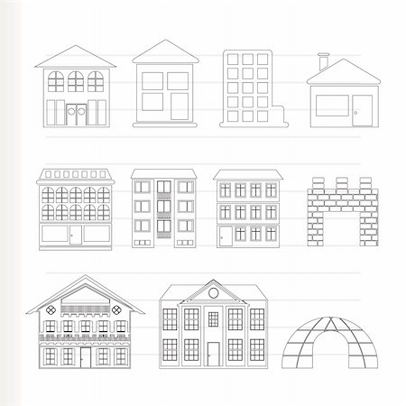 environmental business illustration - different kinds of houses and buildings - Vector Illustration Stock Photo - Budget Royalty-Free & Subscription, Code: 400-04790471