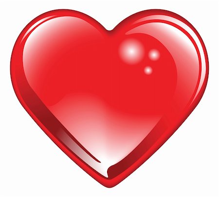 Isolated shiny glossy red valentines day heart. Classic symbol of romantic love. Stock Photo - Budget Royalty-Free & Subscription, Code: 400-04791148