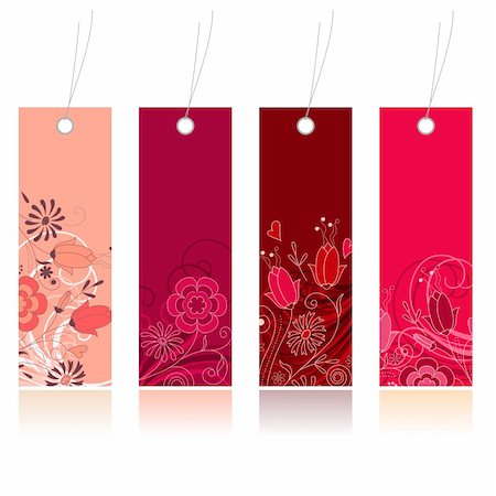 simsearch:400-05364550,k - Four red shopping floral tags for any seasons Photographie de stock - Aubaine LD & Abonnement, Code: 400-04791276