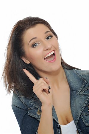 simsearch:400-04875091,k - Expressions. Happy smiling casual woman having an idea Stock Photo - Budget Royalty-Free & Subscription, Code: 400-04792621