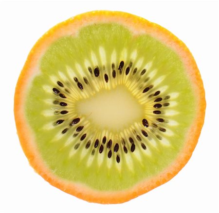 simsearch:400-05891431,k - Genetic engineering - kiwi inside of an orange isolated on white background Stock Photo - Budget Royalty-Free & Subscription, Code: 400-04793388