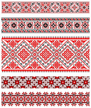 Vector illustrations of ukrainian embroidery ornaments, patterns, frames and borders. Stock Photo - Budget Royalty-Free & Subscription, Code: 400-04804690