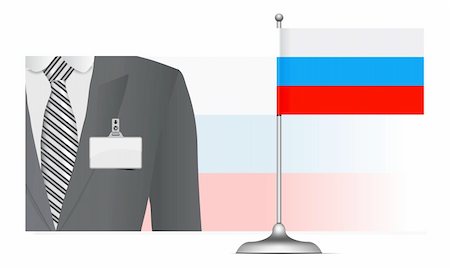 A Russian diplomat at the background of the flag. Vector illustration Stock Photo - Budget Royalty-Free & Subscription, Code: 400-04806217