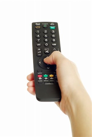 remote control in hand isolated on white background Stock Photo - Budget Royalty-Free & Subscription, Code: 400-04806513