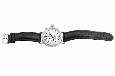 luxury watch, black leather and white gold Stock Photo - Budget Royalty-Free & Subscription, Code: 400-04806747