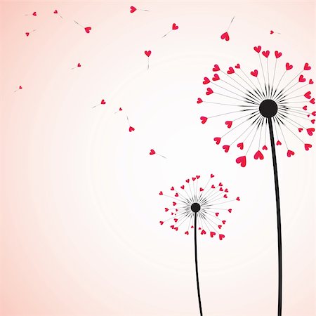 Silhouette of dandelion couple  in the wind. Vector illustration. Stock Photo - Budget Royalty-Free & Subscription, Code: 400-04807364