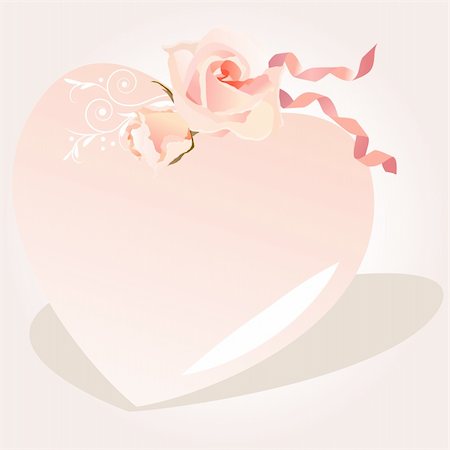 simsearch:400-04798374,k - Delicate pink heart-shaped frame with roses and swirls Stock Photo - Budget Royalty-Free & Subscription, Code: 400-04808802