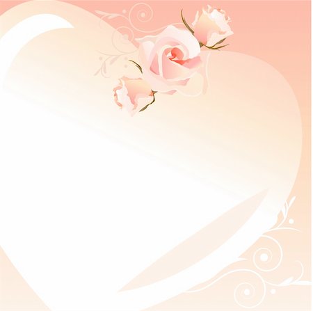 simsearch:400-04798374,k - Delicate pink heart-shaped frame with roses and swirls Stock Photo - Budget Royalty-Free & Subscription, Code: 400-04808803