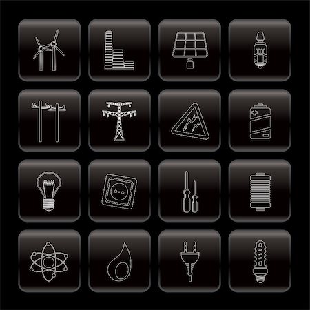 simsearch:400-04285412,k - Electricity,  power and energy icons - vector icon set Stock Photo - Budget Royalty-Free & Subscription, Code: 400-04800390