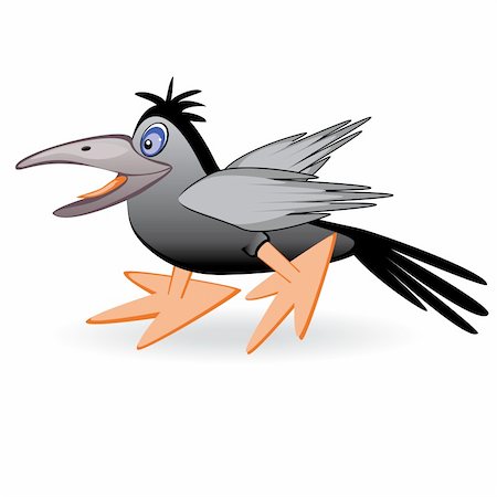 scary eyes drawing - The black cartoon raven amusing bird. Stock Photo - Budget Royalty-Free & Subscription, Code: 400-04801887