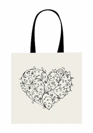 Floral heart shape, design of shopping bag Stock Photo - Budget Royalty-Free & Subscription, Code: 400-04802913