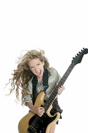 simsearch:400-04652753,k - little blond girl playing electric guitar hardcore wind blowing hair Stock Photo - Budget Royalty-Free & Subscription, Code: 400-04803051