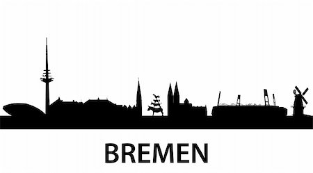 famous fairytale illustrations - detailed vector silhouette of Bremen, Germany Stock Photo - Budget Royalty-Free & Subscription, Code: 400-04803633