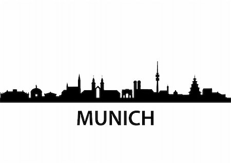 simsearch:400-06924255,k - detailed vector skyline of Munich Stock Photo - Budget Royalty-Free & Subscription, Code: 400-04803647