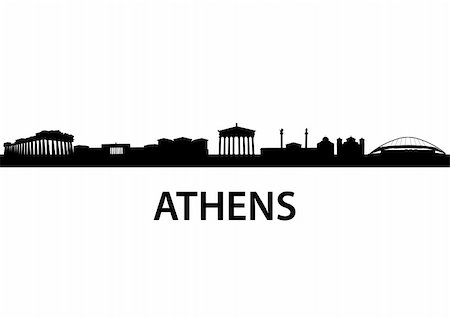 simsearch:400-04476617,k - detailed vector skyline of Athens Stock Photo - Budget Royalty-Free & Subscription, Code: 400-04803649