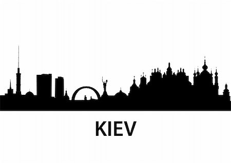 detailed vector silhouette of Kiev, Ukraine Stock Photo - Budget Royalty-Free & Subscription, Code: 400-04803656