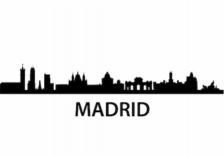 simsearch:400-06924255,k - detailed vector skyline of Madrid Stock Photo - Budget Royalty-Free & Subscription, Code: 400-04803657