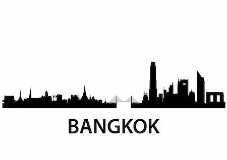 detailed vector skyline of Bangkok Stock Photo - Budget Royalty-Free & Subscription, Code: 400-04803696